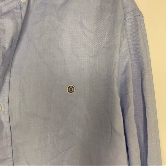 Serge Blanco Button Down Shirt Long Sleeve Solid Blue Cotton Career Men’s XL - Picture 5 of 9